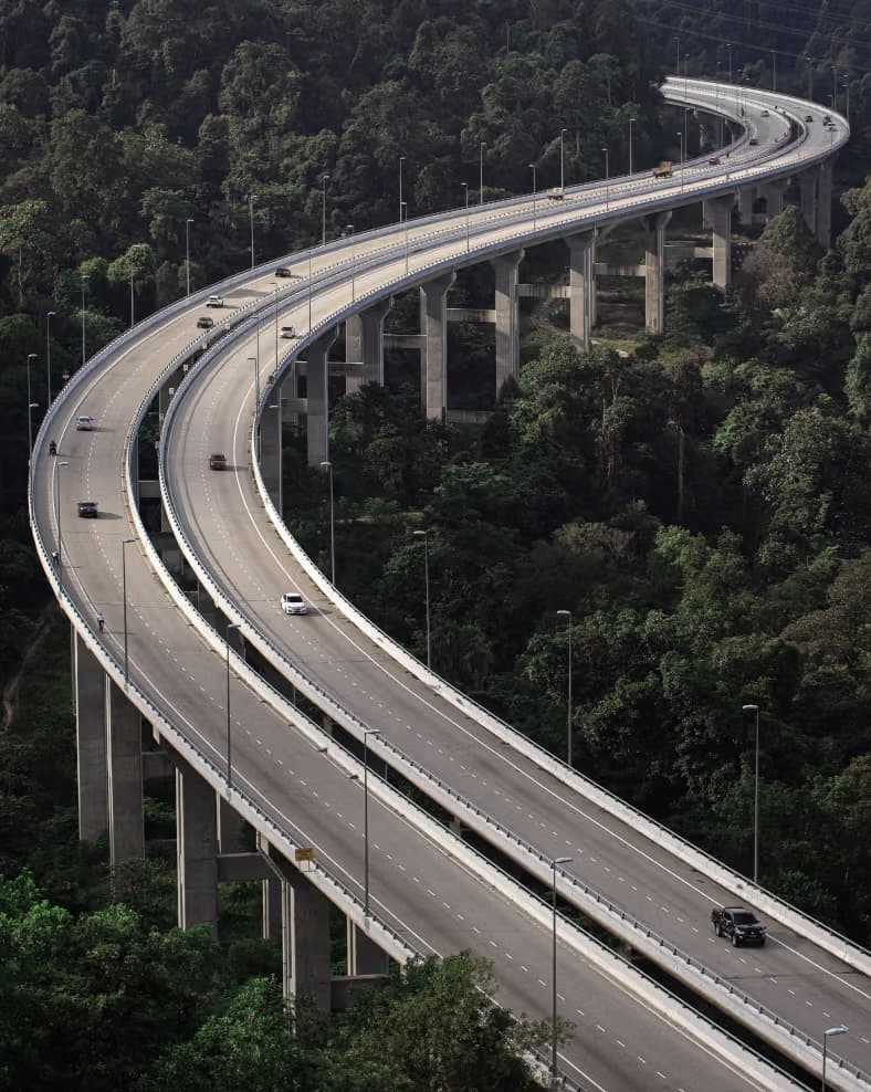 Picture of a road above forest